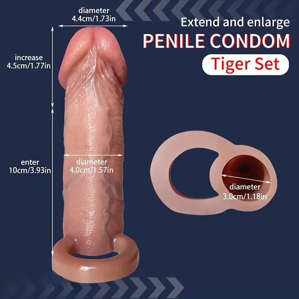 Flesh-toned silicone penis extension sleeve, photo 11