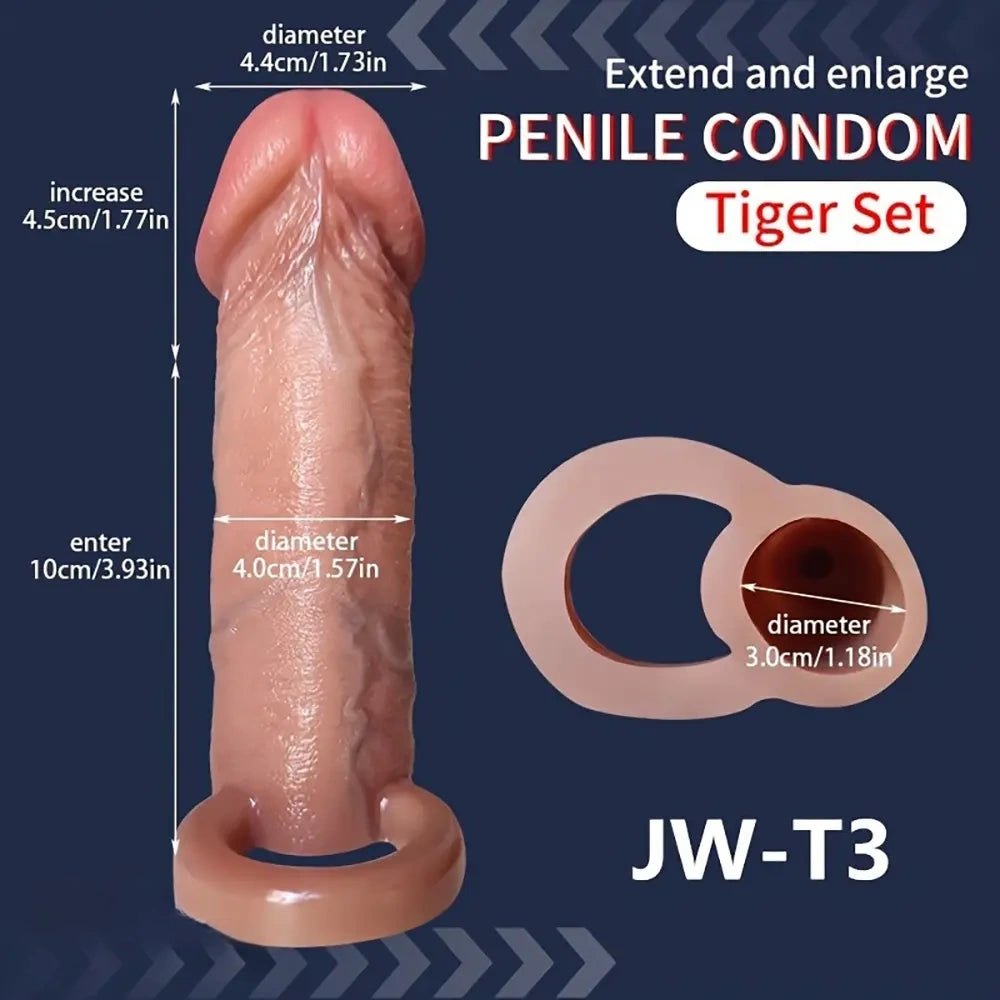 Flesh-toned silicone penis extension sleeve, photo 12