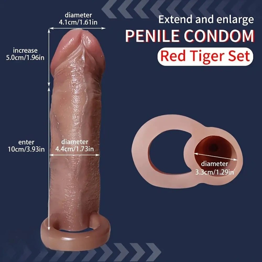 Flesh-toned silicone penis extension sleeve, photo 3