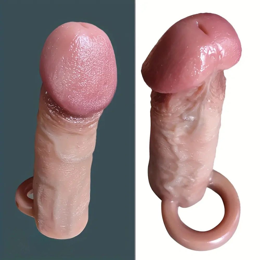Flesh-toned silicone penis extension sleeve, photo 7