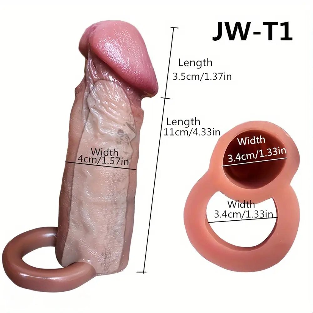 Flesh-toned silicone penis extension sleeve, photo 9