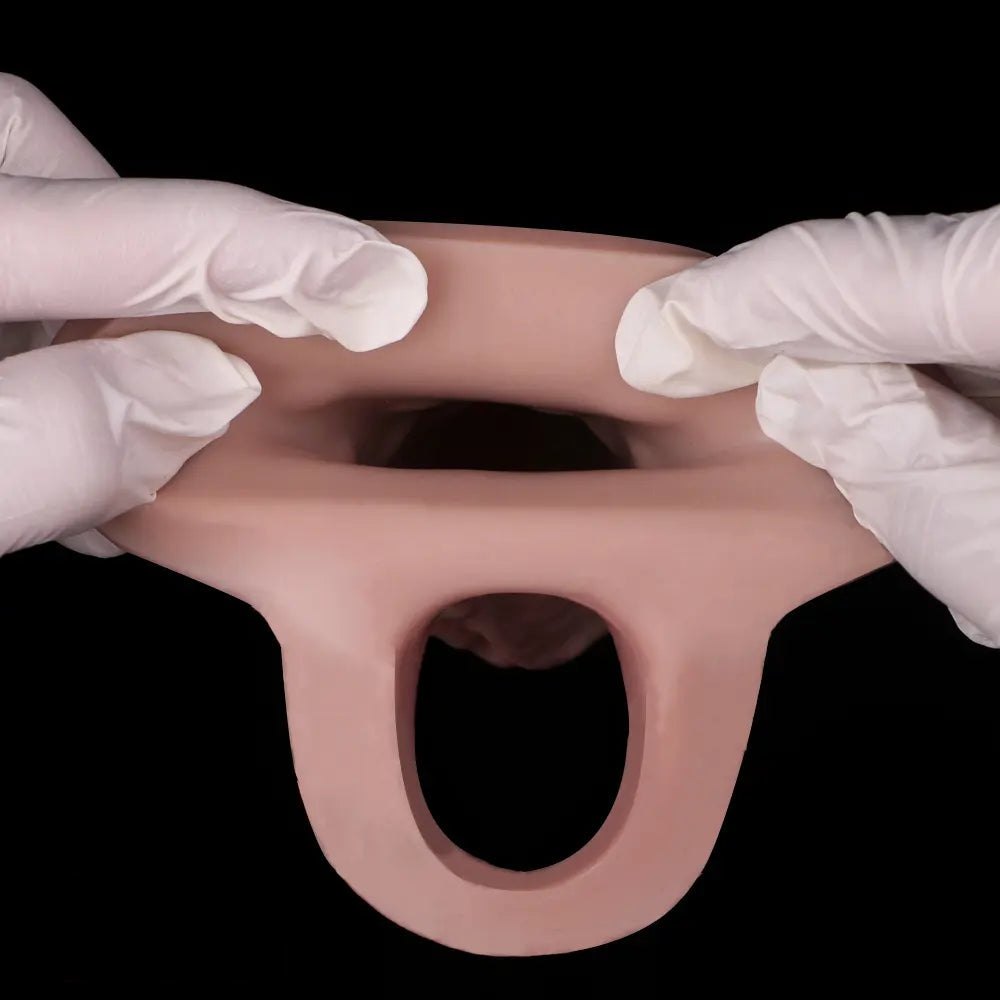 Flesh realistic silicone dildo with ring base, photo 8
