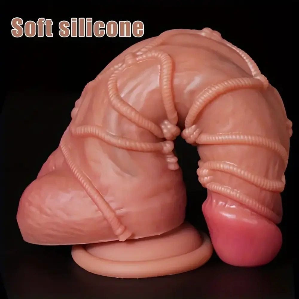 Flesh tone rope wrap silicone fantasy dildo, photo 5