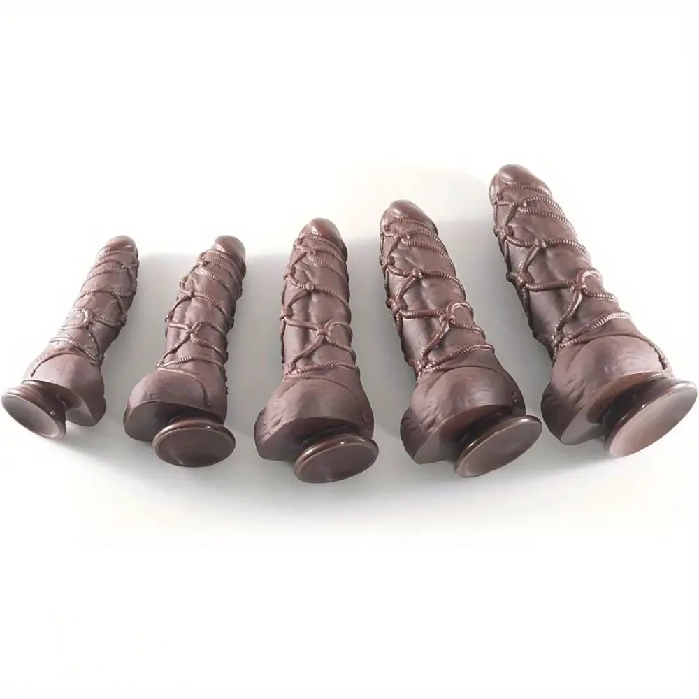 Coffee rope-textured silicone dildo, photo 3