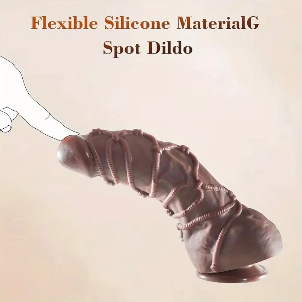 Coffee rope-textured silicone dildo, photo 4