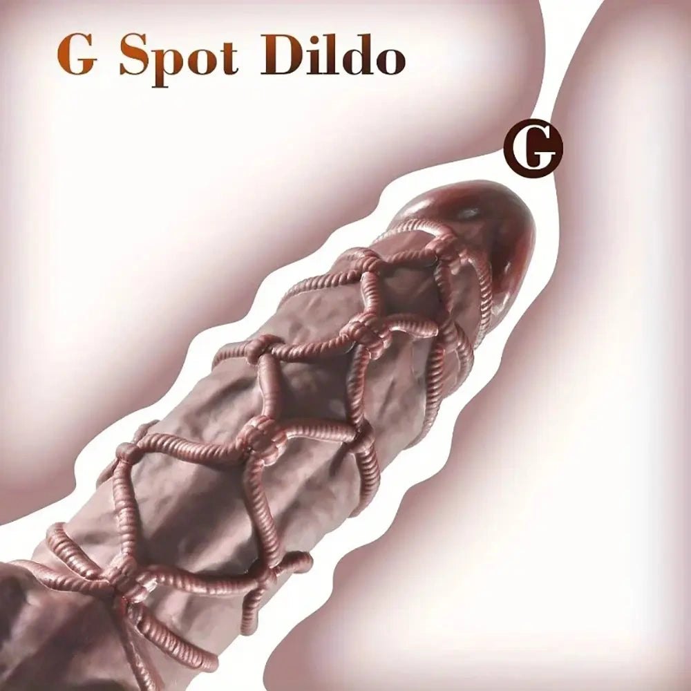 Coffee rope-textured silicone dildo, photo 5