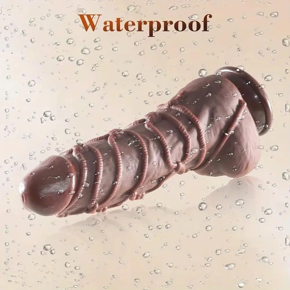 Coffee rope-textured silicone dildo, photo 6