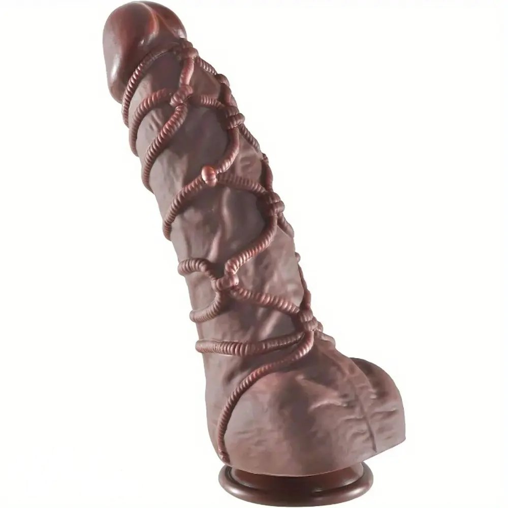 Coffee rope-textured silicone dildo, photo 7