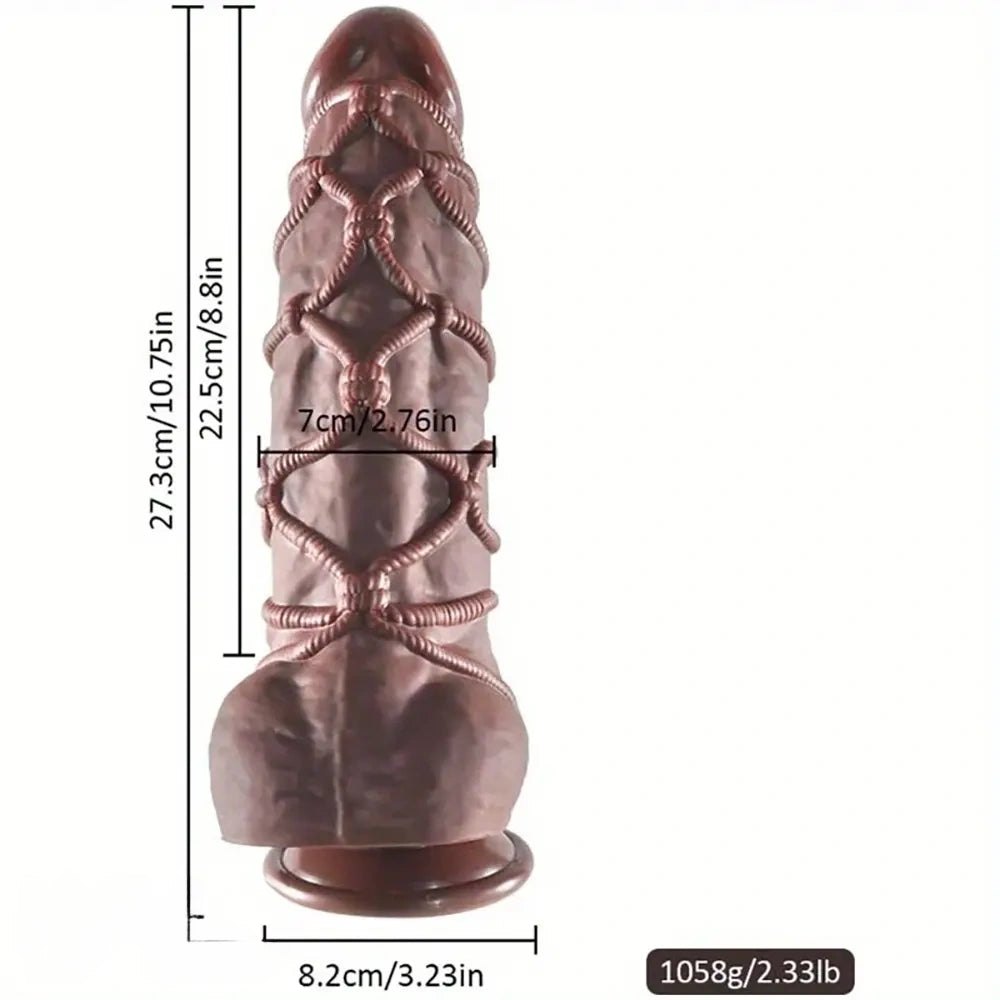 Coffee rope-textured silicone dildo, photo 8