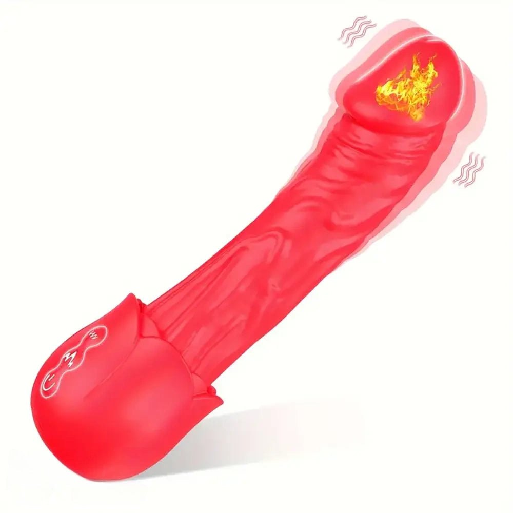 Red vibrating heating rose dildo, photo 1