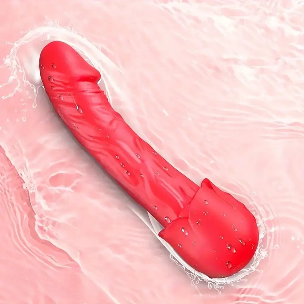 Red vibrating heating rose dildo, photo 2