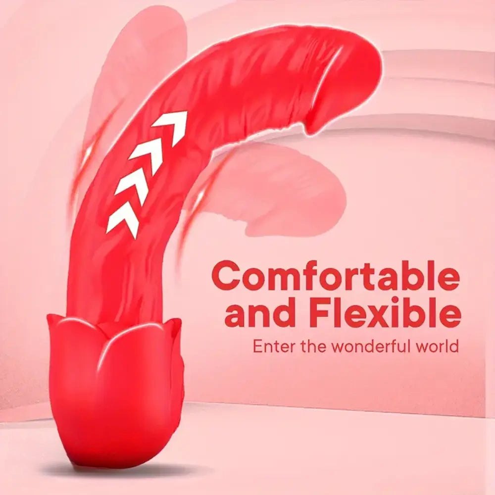 Red vibrating heating rose dildo, photo 3