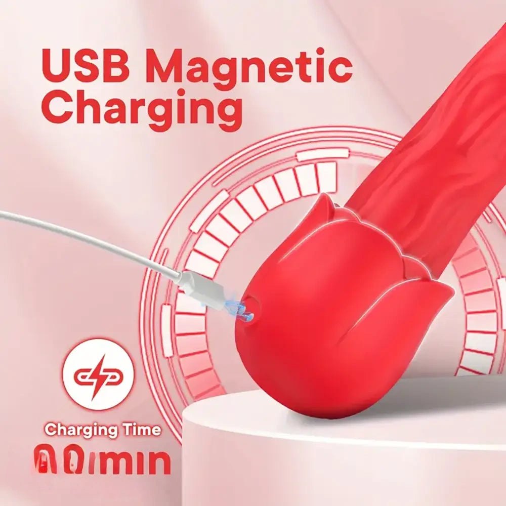 Red vibrating heating rose dildo, photo 4