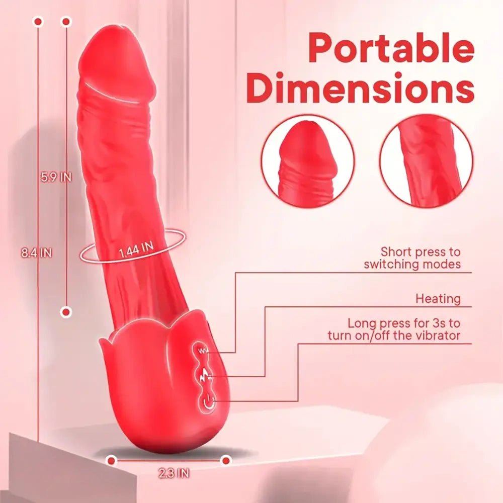 Red vibrating heating rose dildo, photo 5