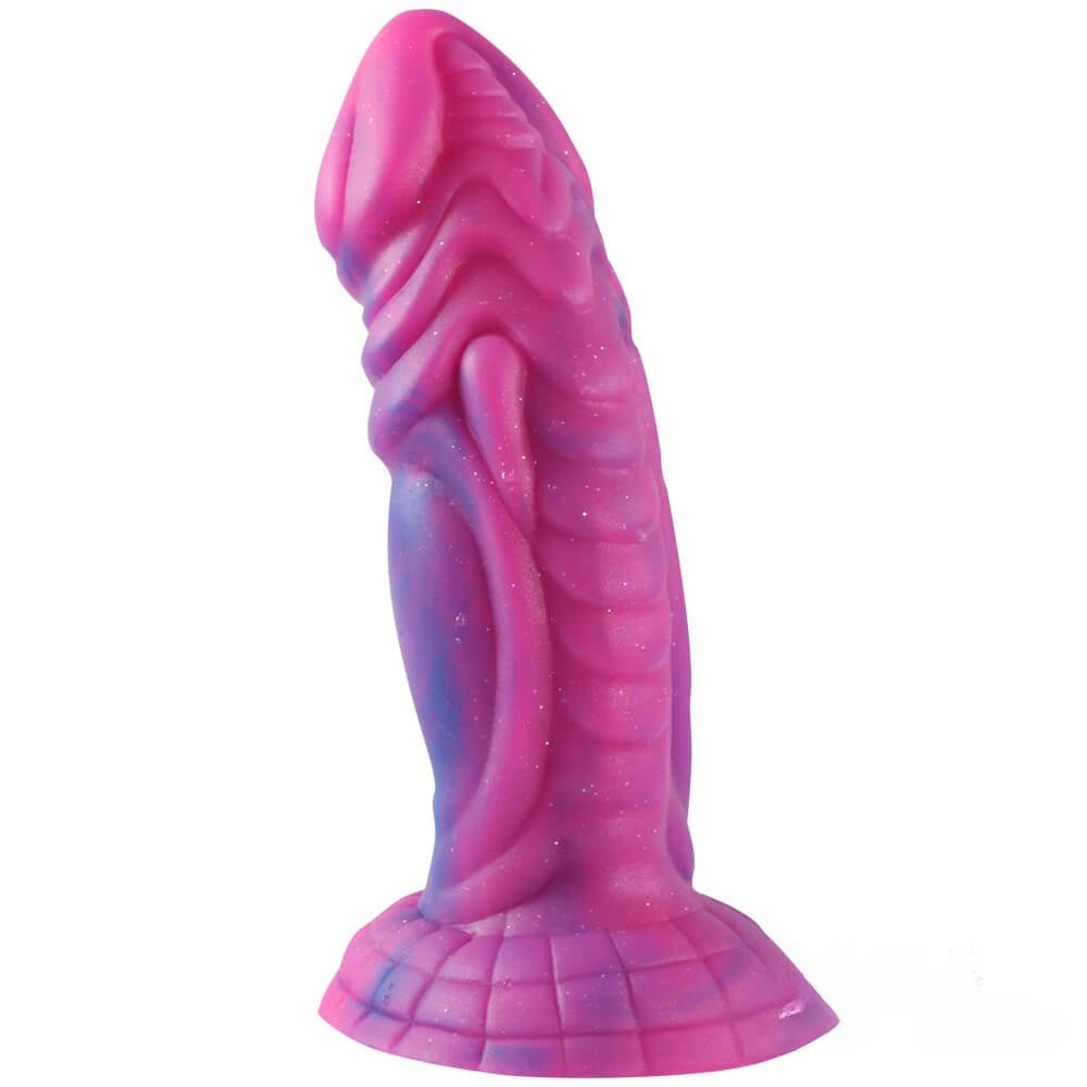 Pink and blue fantasy monster silicone dildo, photo 1