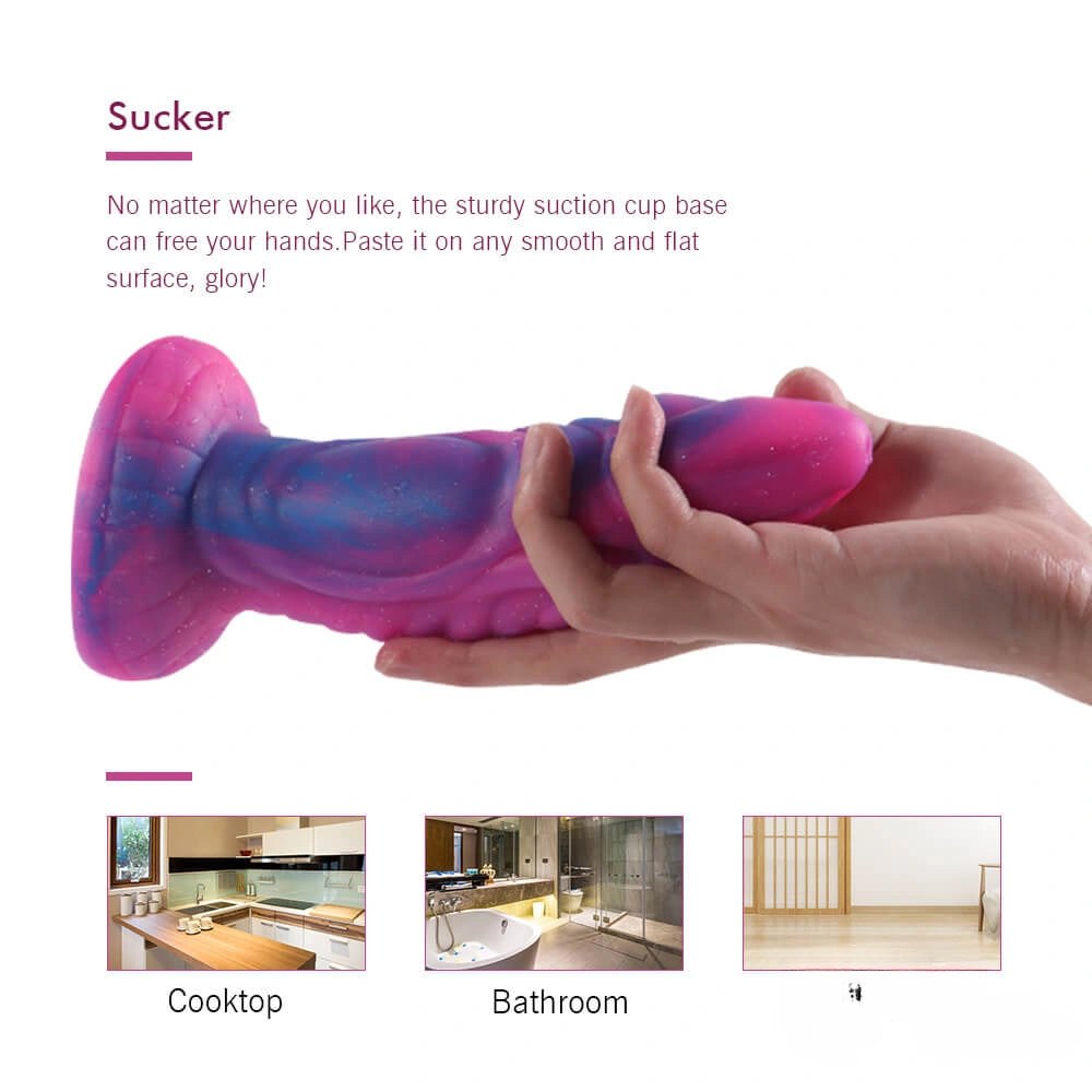Pink and blue fantasy monster silicone dildo, photo 12