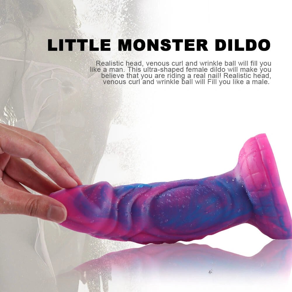Pink and blue fantasy monster silicone dildo, photo 4