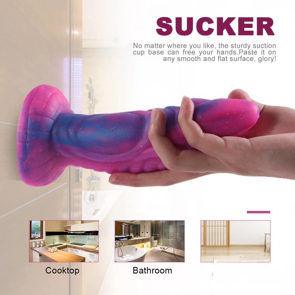 Pink and blue fantasy monster silicone dildo, photo 6