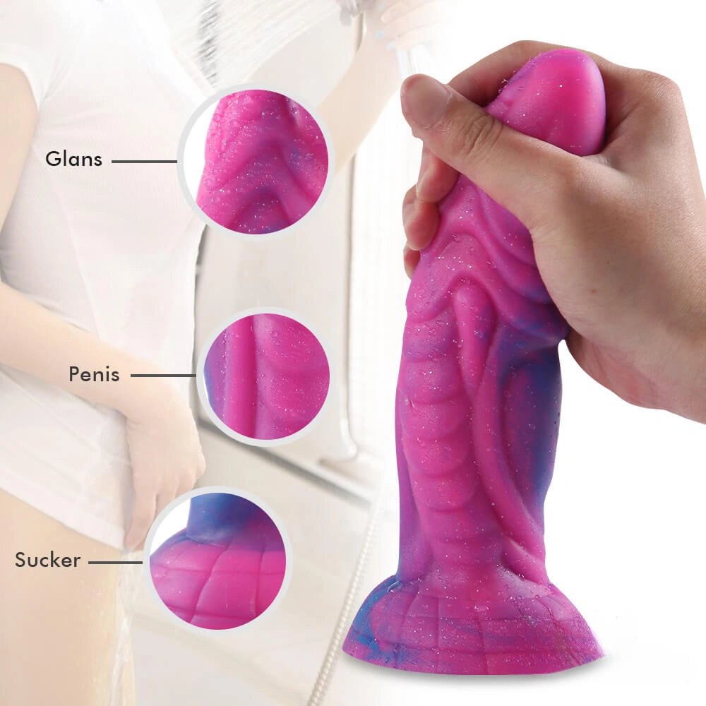 Pink and blue fantasy monster silicone dildo, photo 7