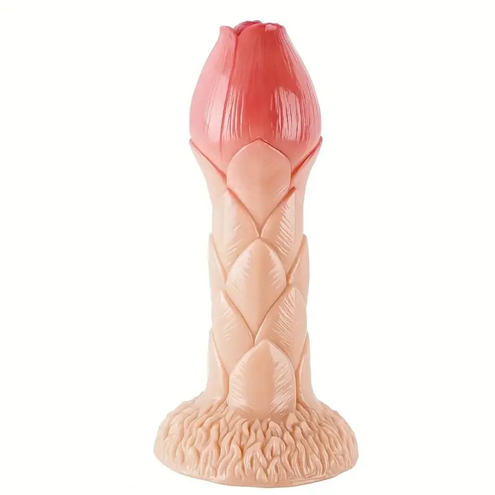 Brown rose bud textured fantasy dildo, photo 1