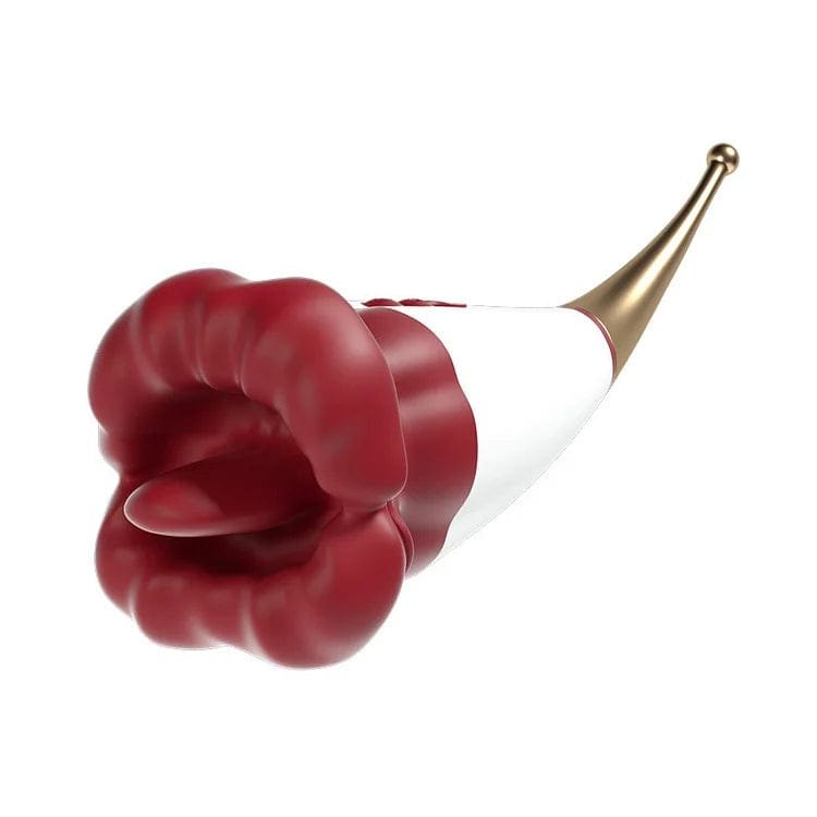 Red silicone rose lip clitoral suction vibrator, photo 1