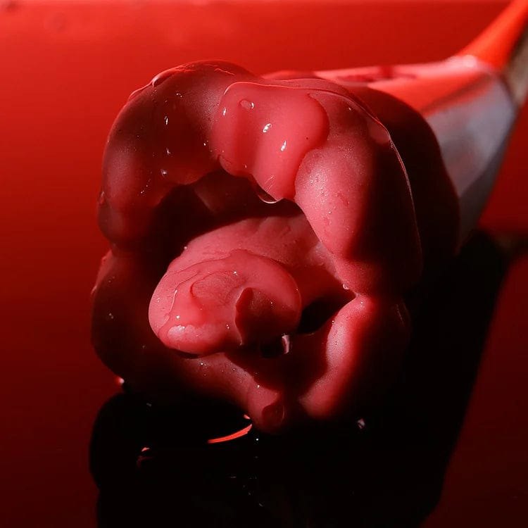Red silicone rose lip clitoral suction vibrator, photo 2