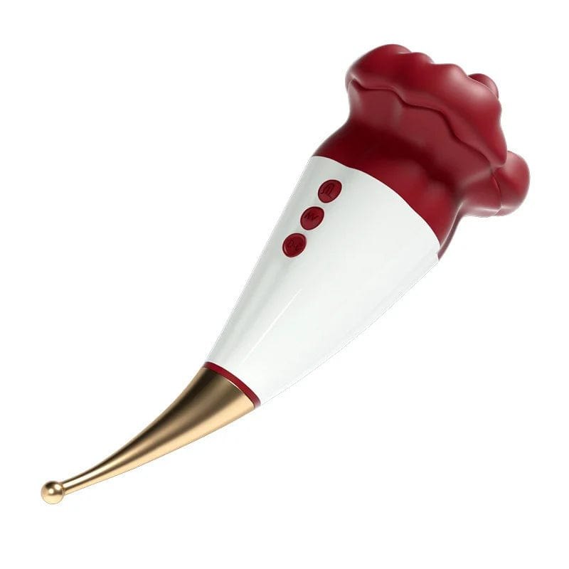 Red silicone rose lip clitoral suction vibrator, photo 3
