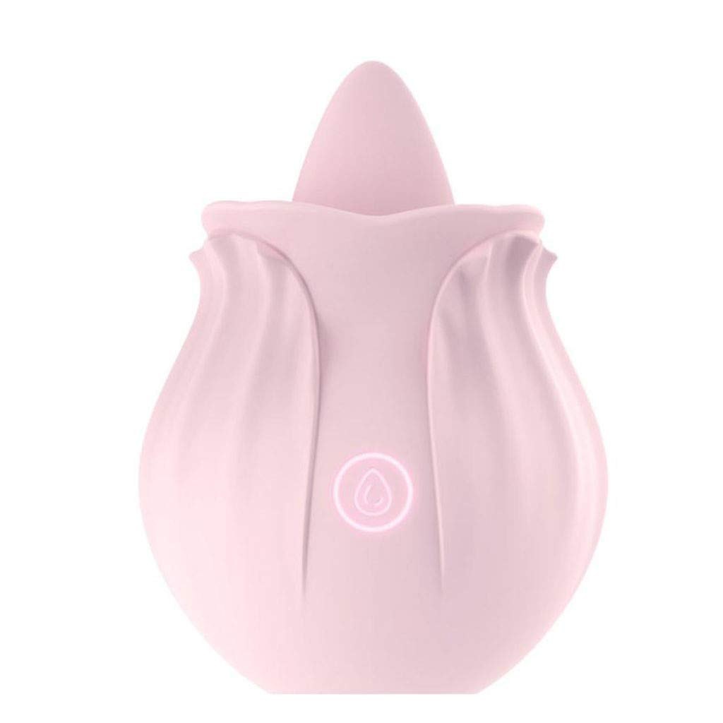 Pink silicone rose shaped tongue suction vibrator