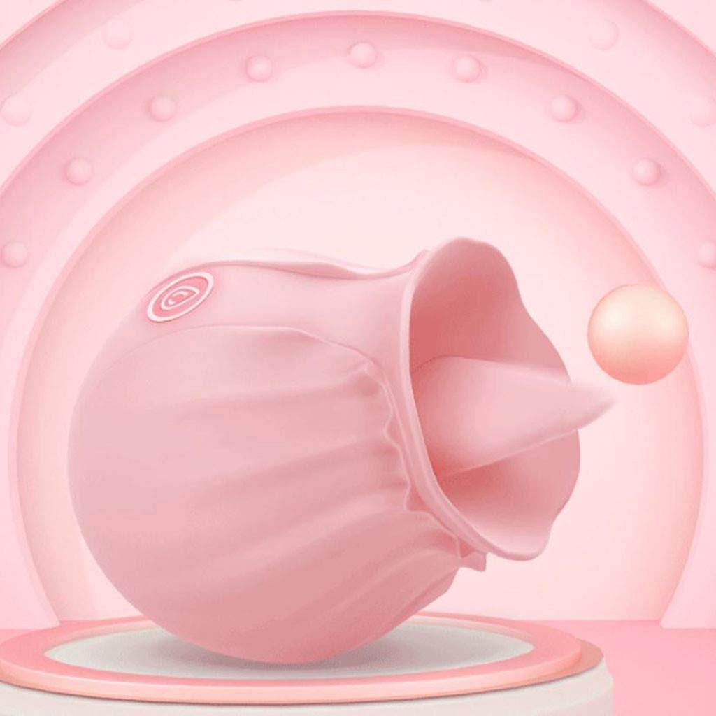 Silicone rose shaped tongue suction vibrator, photo 4
