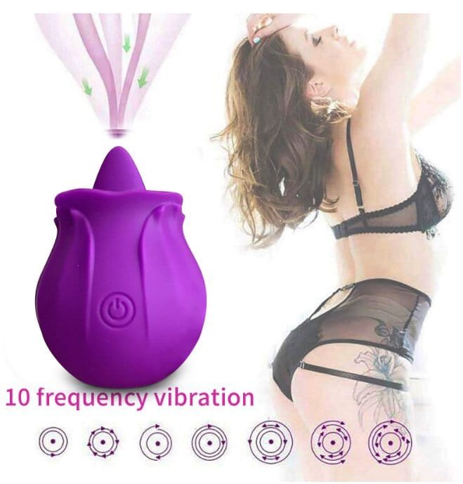 Silicone rose shaped tongue suction vibrator, photo 7