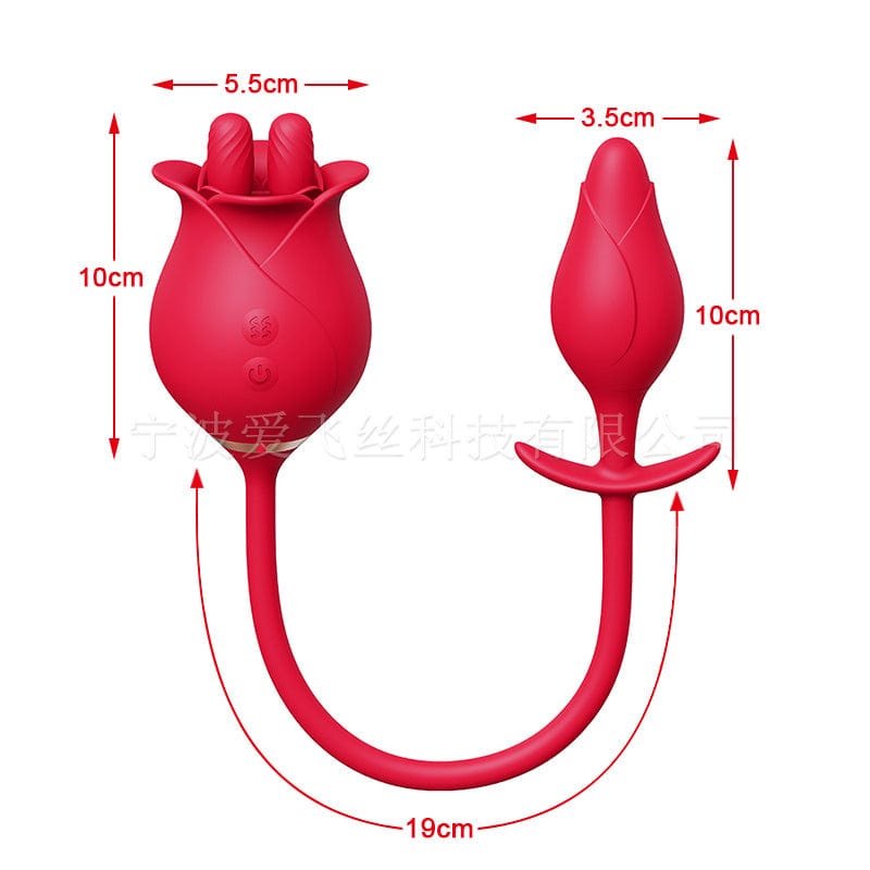 Red rose clitoral vibrator with anal plug, photo 4