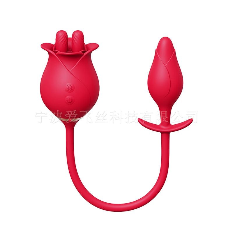 Red rose clitoral vibrator with anal plug, photo 5