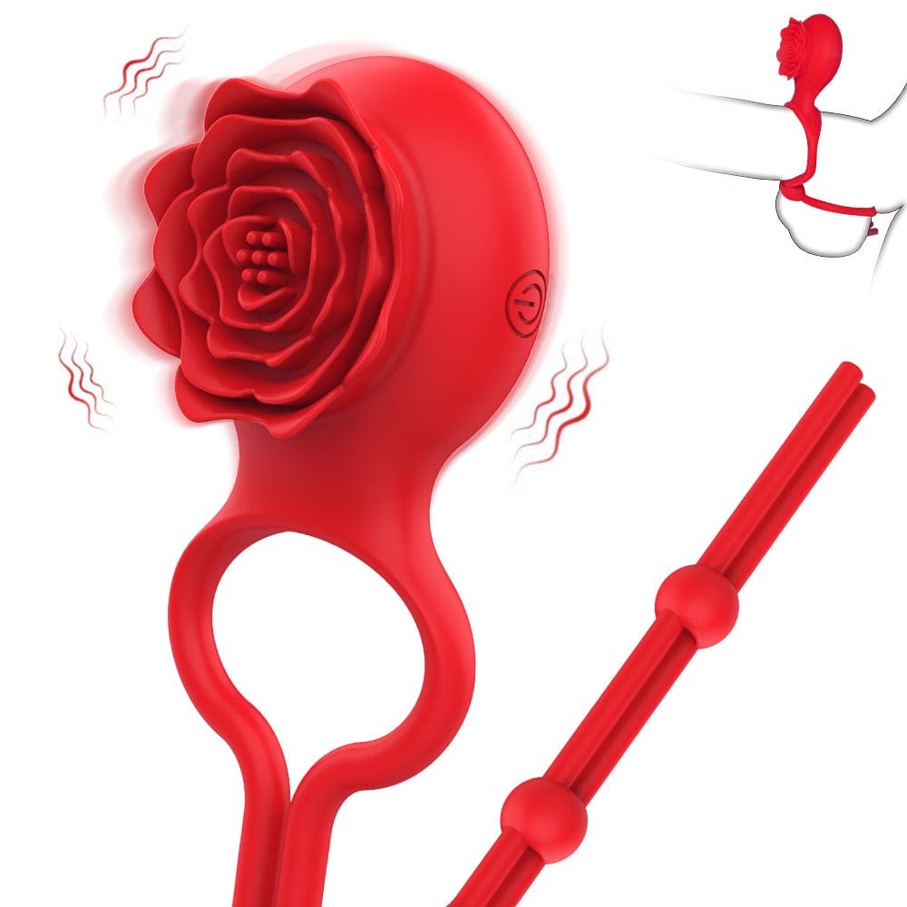 Silicone rose clitoral vibrating cock ring, photo 5