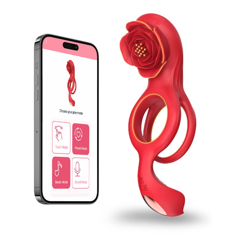 Red rose vibrating cock ring, photo 1