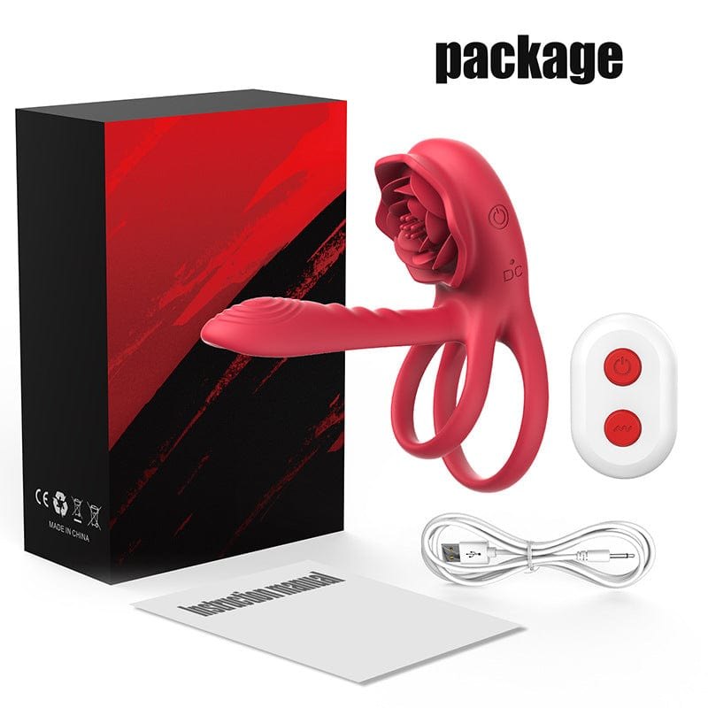 Red rose cock ring and pink vibe set, photo 3