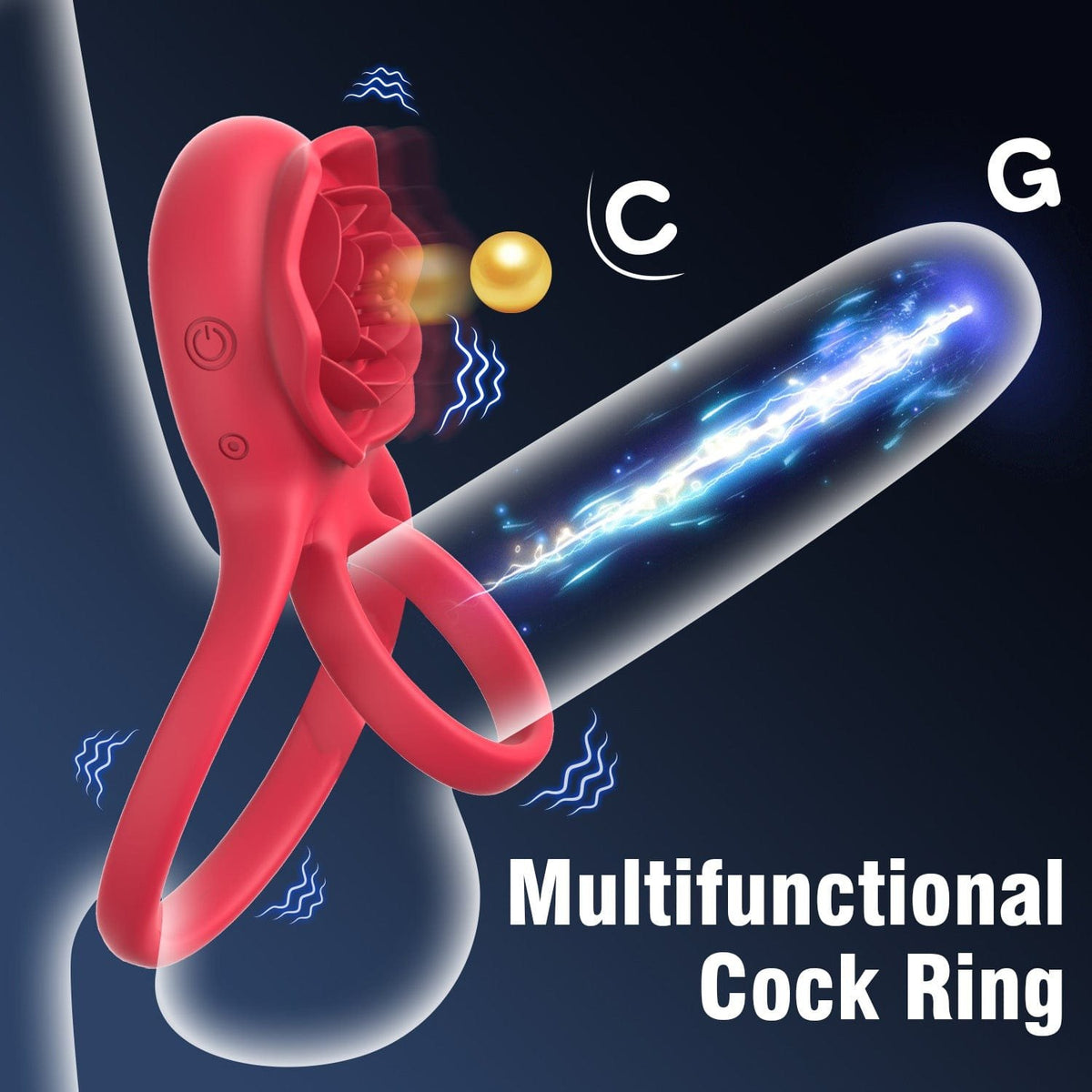 Red rose cock ring vibrator, photo 2
