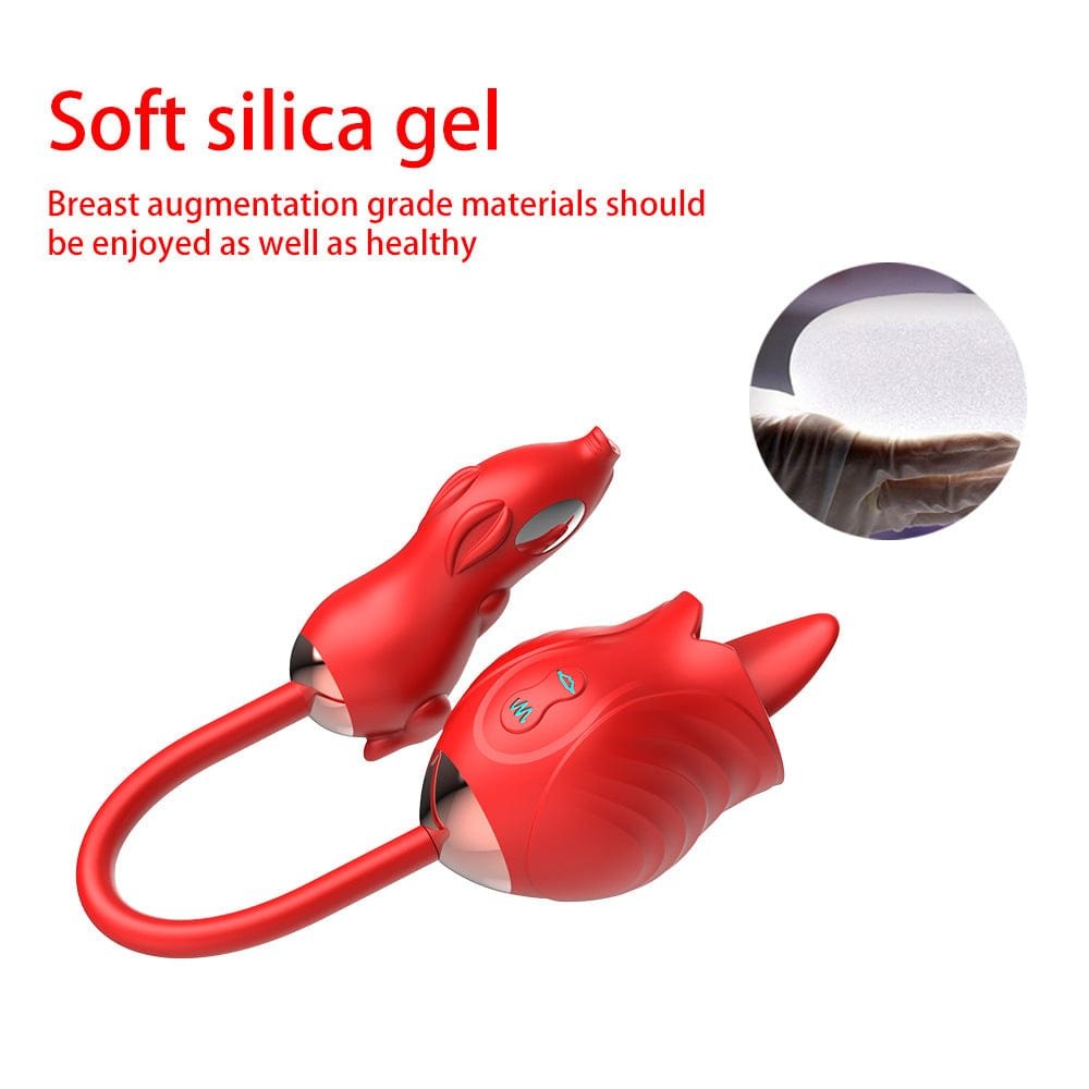 Rose-shaped licking vibrator with insertable egg, photo 2