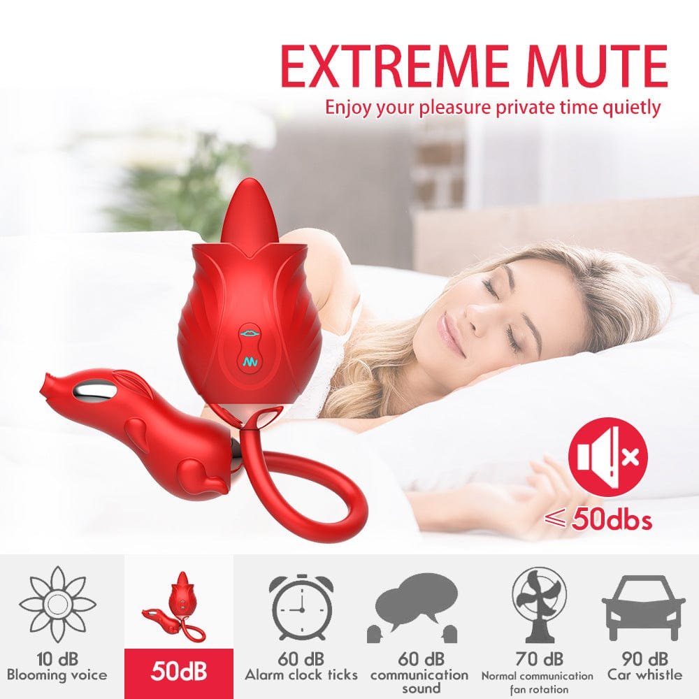 Rose-shaped licking vibrator with insertable egg, photo 4