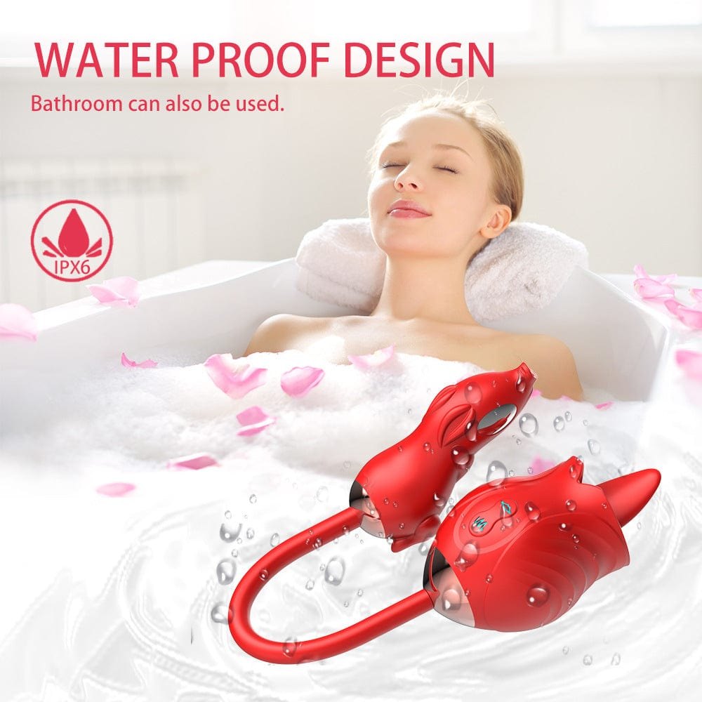 Rose-shaped licking vibrator with insertable egg, photo 5