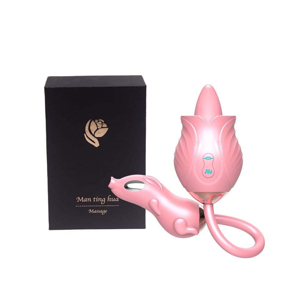 Rose-shaped licking vibrator with insertable egg, photo 6