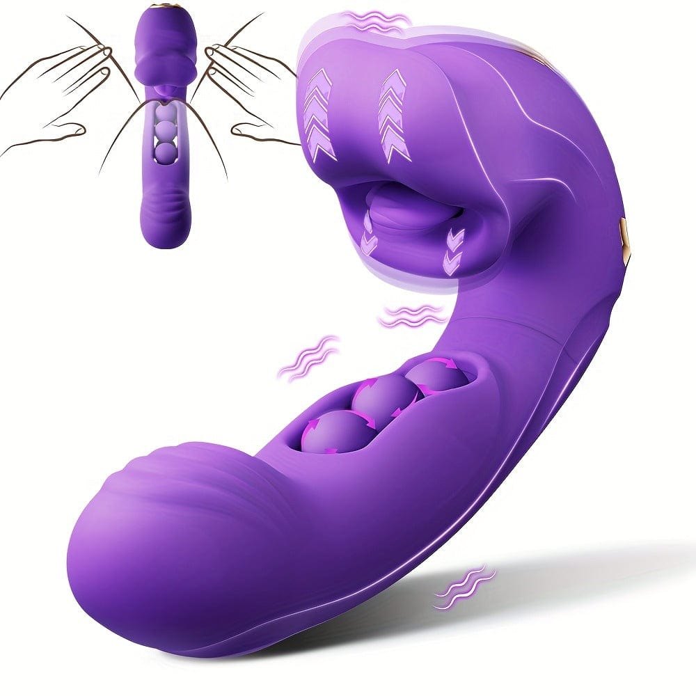 Purple rabbit vibrator with clit sucking mouth, photo 1