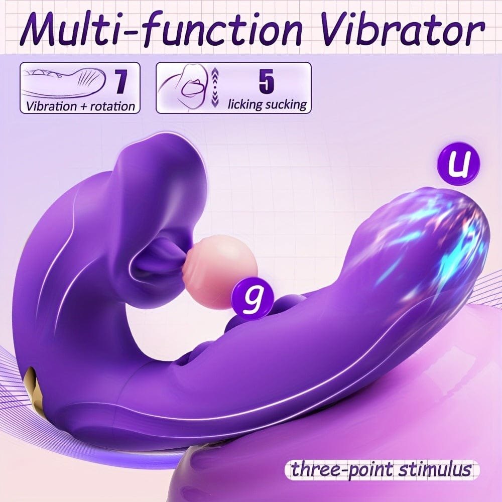 Purple rabbit vibrator with clit sucking mouth, photo 3