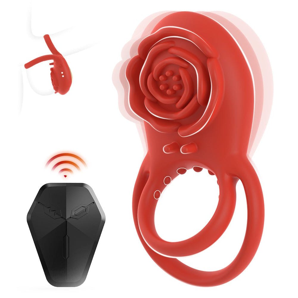 Rose shaped dual ring vibrating cock ring, photo 1