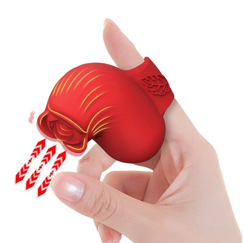 Red silicone rose finger vibrator, photo 1