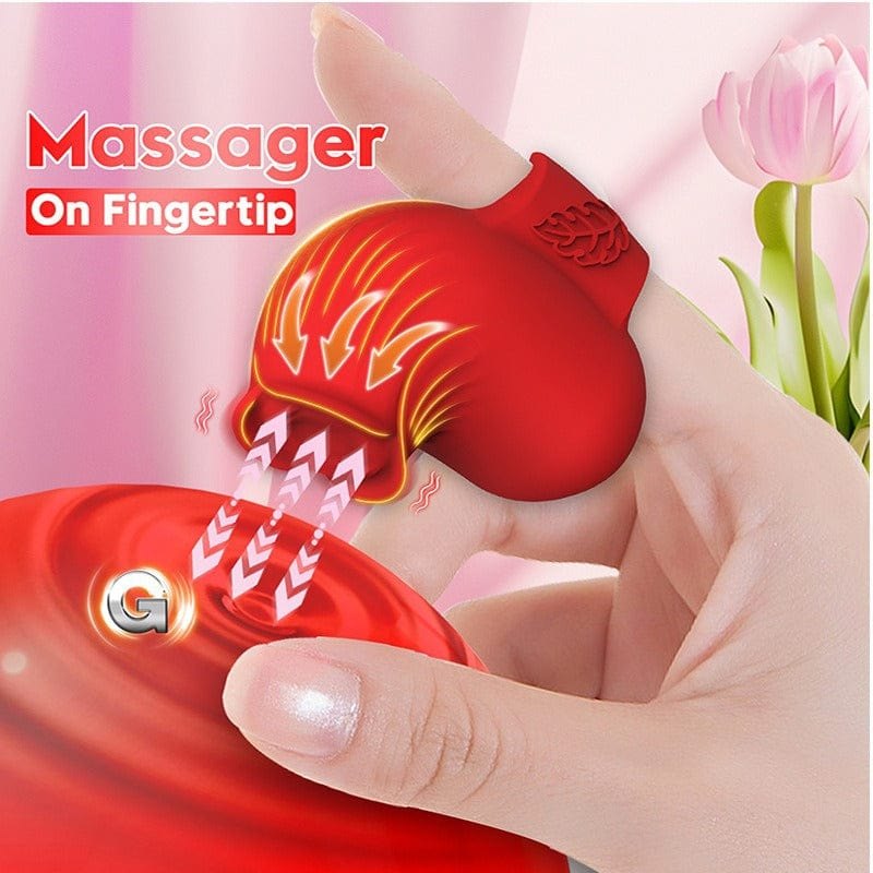 Red silicone rose finger vibrator, photo 3