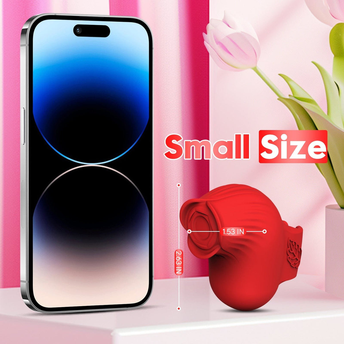 Red silicone rose finger vibrator, photo 8