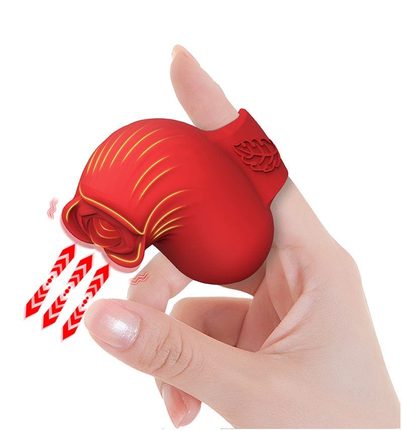Red silicone rose finger vibrator, photo 9