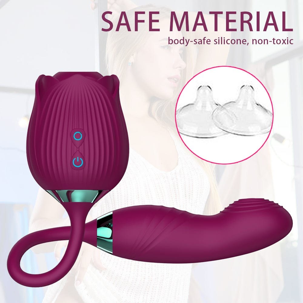 Rose shaped clitoral suction vibrator with G-spot arm, photo 5