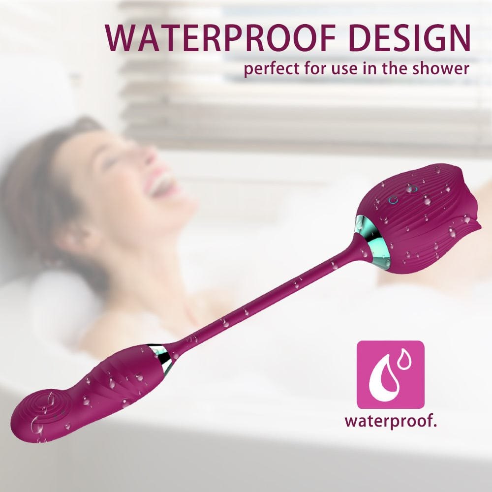 Rose shaped clitoral suction vibrator with G-spot arm, photo 7