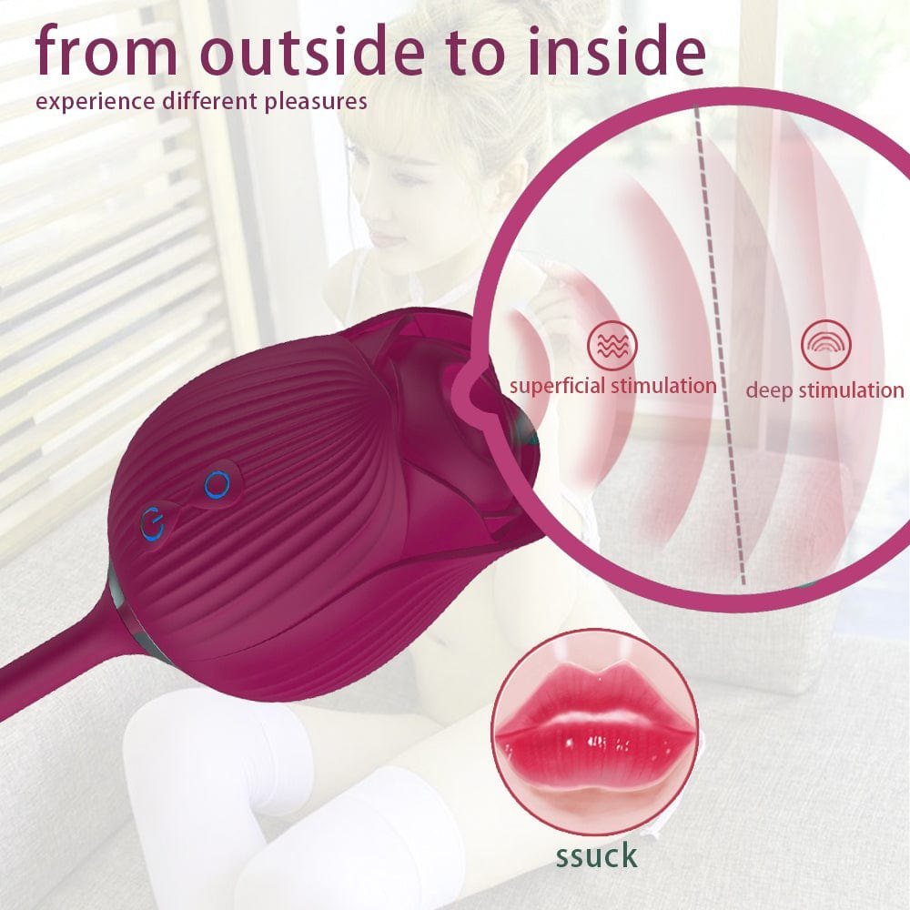 Rose shaped clitoral suction vibrator with G-spot arm, photo 8